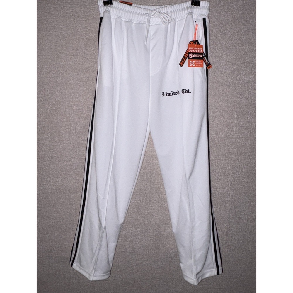 NWT - GSTR Tricot Track Pants Men's (L) White / Black Stripes (LIMITED EDT)